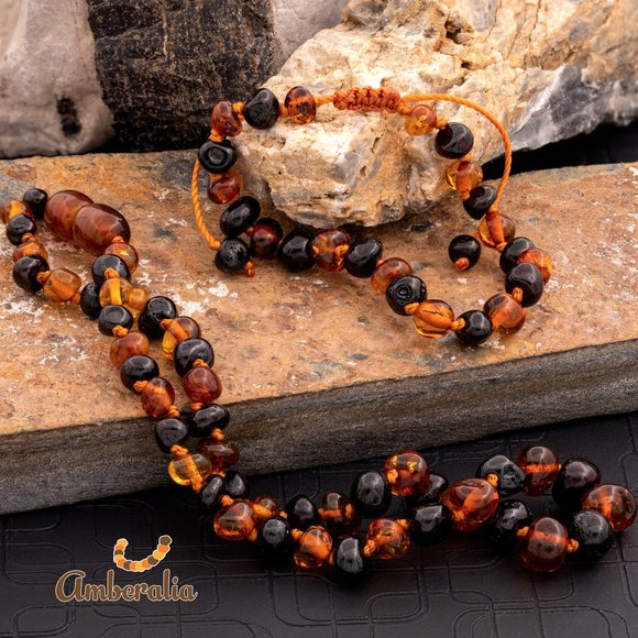 Baby Baltic Amber Necklace and adjustable bracelet SET - 14 Colors- Certificated - Picture 1 of 17